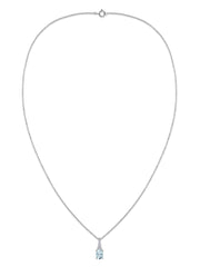 Aquamarine Oval Gold Pendant with Sparkling Diamonds