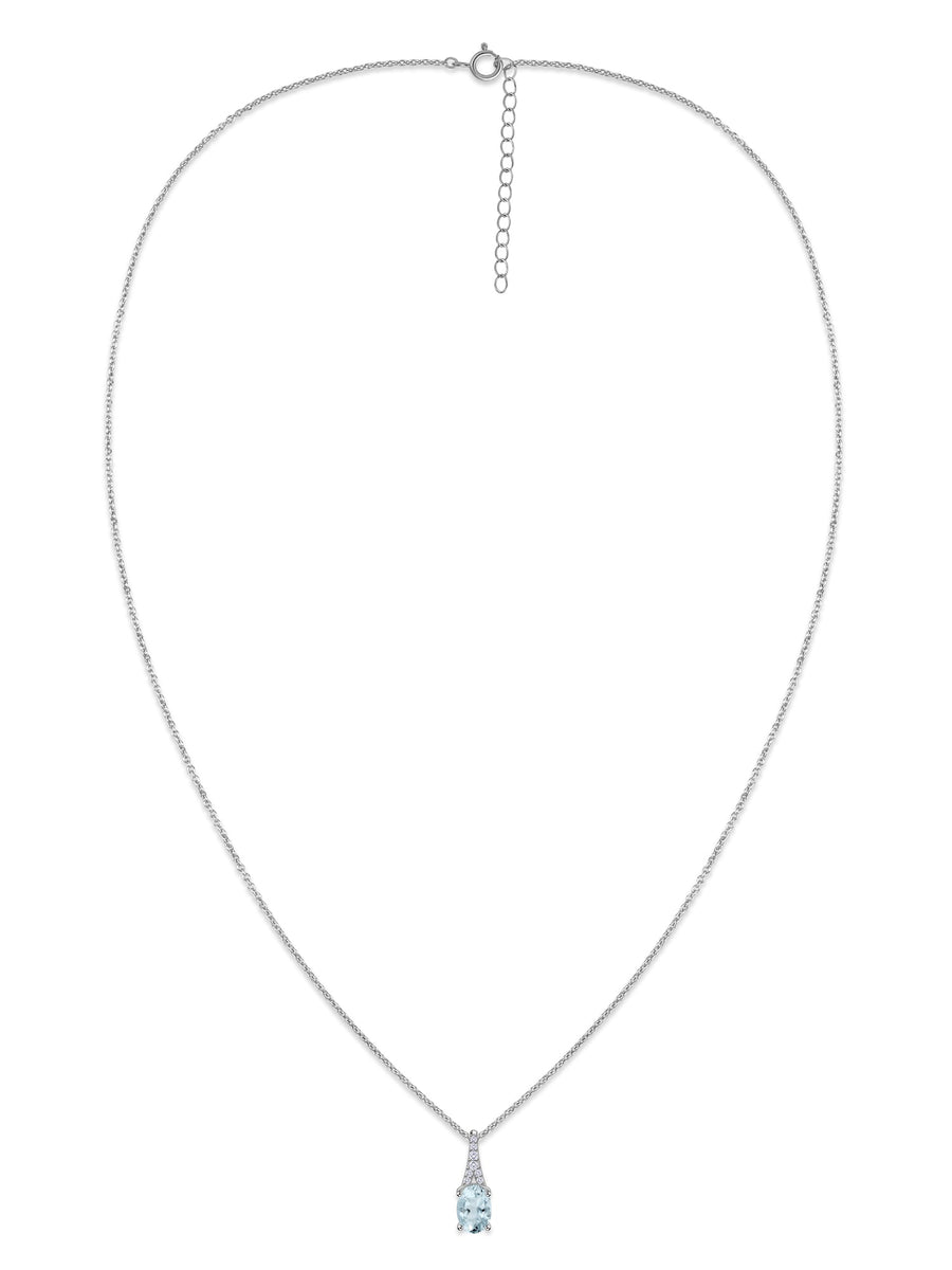 Natural Aquamarine Solitaire Gold Necklace
