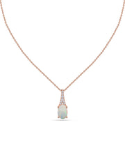 Ethiopian Opal Oval Gold Pendant with Sparkling Diamonds