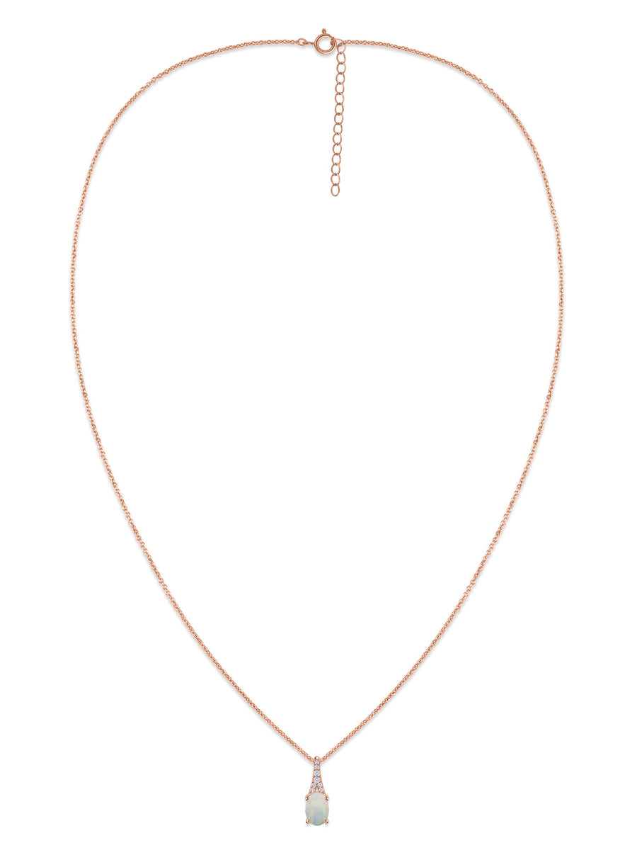 Natural Ethiopian Opal Solitaire Gold Necklace