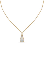 Ethiopian Opal Oval Gold Pendant with Sparkling Diamonds