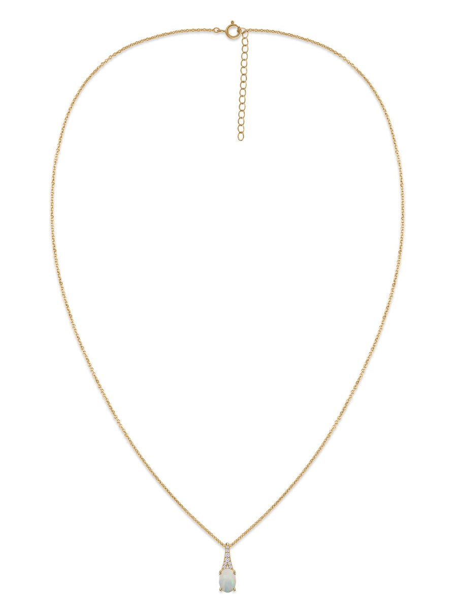 Natural Ethiopian Opal Solitaire Gold Necklace