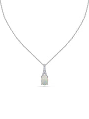 Ethiopian Opal Oval Gold Pendant with Sparkling Diamonds