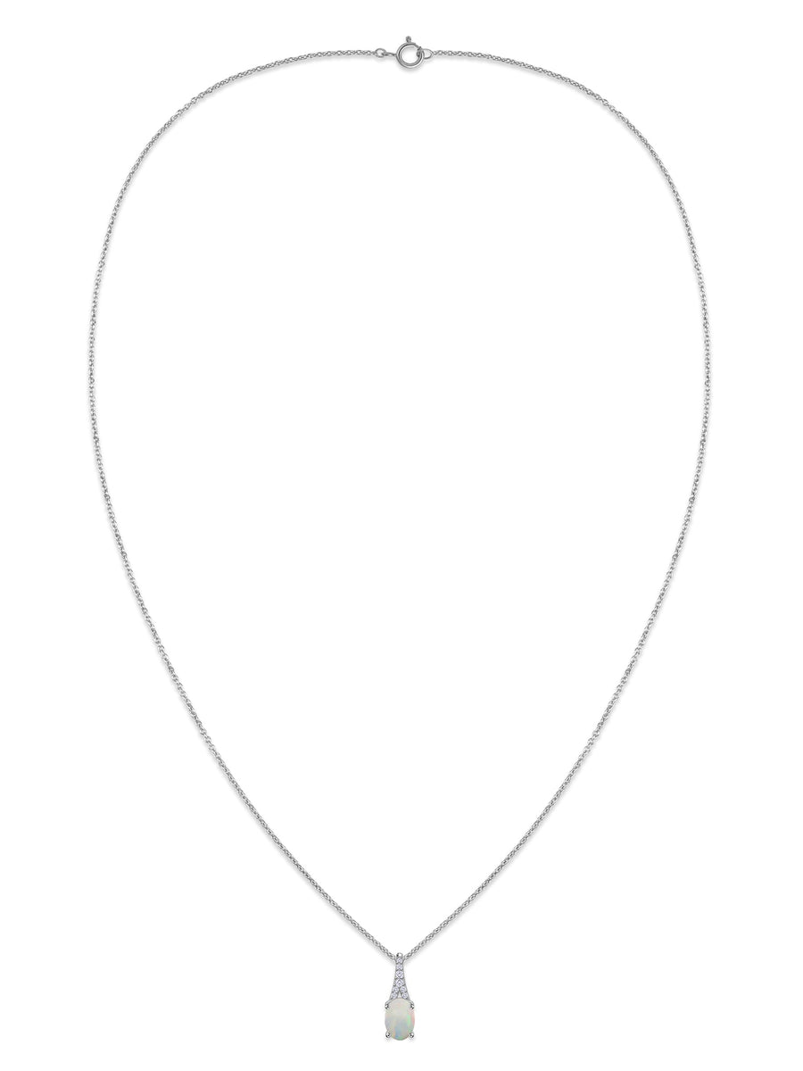 Ethiopian Opal Oval Gold Pendant with Sparkling Diamonds