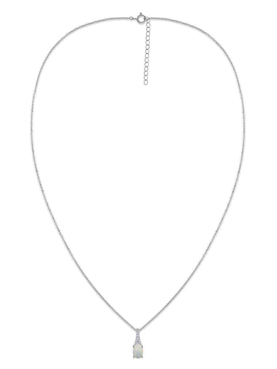 Natural Ethiopian Opal Solitaire Gold Necklace