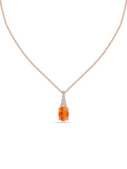 Fire Opal Oval Gold Pendant with Sparkling Diamonds