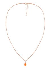 Natural Fire Opal Solitaire Gold Necklace