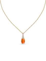 Fire Opal Oval Gold Pendant with Sparkling Diamonds