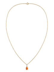 Fire Opal Oval Gold Pendant with Sparkling Diamonds