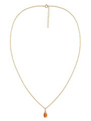 Natural Fire Opal Solitaire Gold Necklace