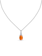 Fire Opal Oval Gold Pendant with Sparkling Diamonds
