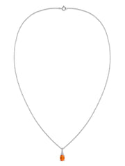 Fire Opal Oval Gold Pendant with Sparkling Diamonds