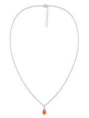 Natural Fire Opal Solitaire Gold Necklace