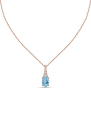 Blue Topaz Oval Gold Pendant with Sparkling Diamonds