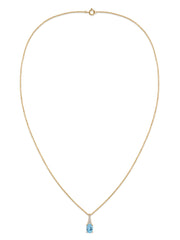 Blue Topaz Oval Gold Pendant with Sparkling Diamonds