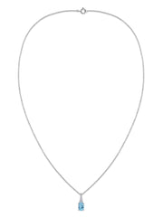 Blue Topaz Oval Gold Pendant with Sparkling Diamonds