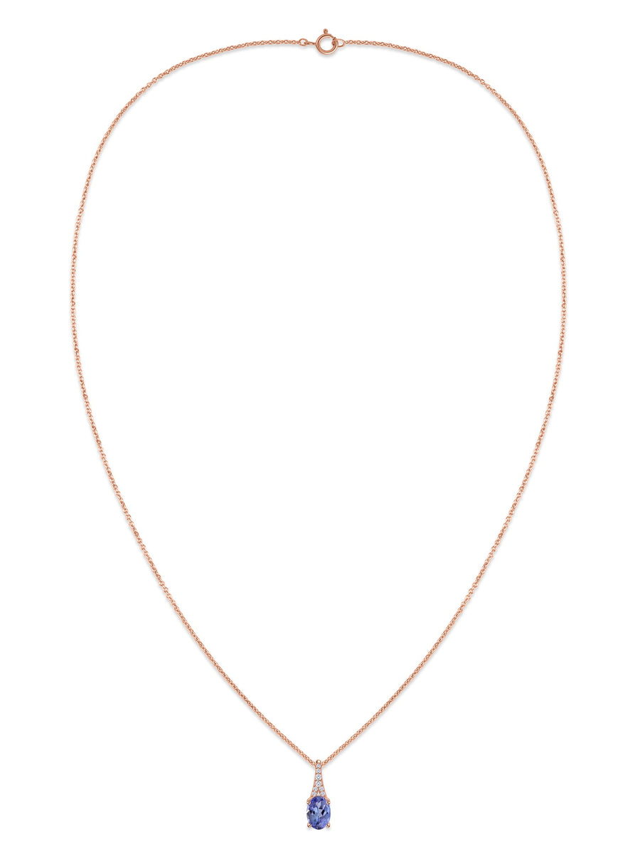Tanzanite Oval Gold Pendant with Sparkling Diamonds