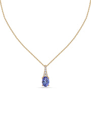 Tanzanite Oval Gold Pendant with Sparkling Diamonds