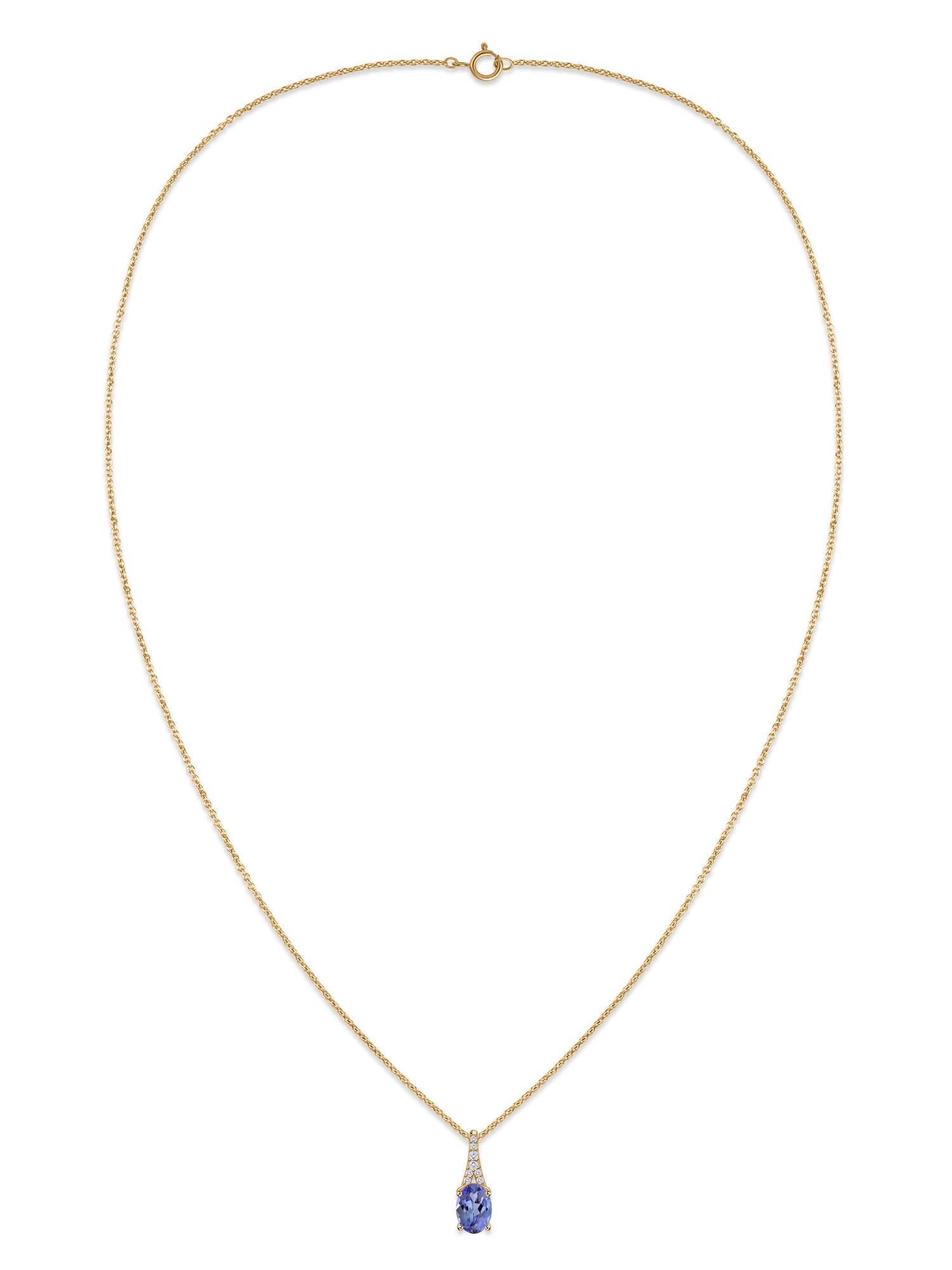 Tanzanite Oval Gold Pendant with Sparkling Diamonds