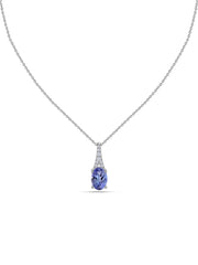 Tanzanite Oval Gold Pendant with Sparkling Diamonds