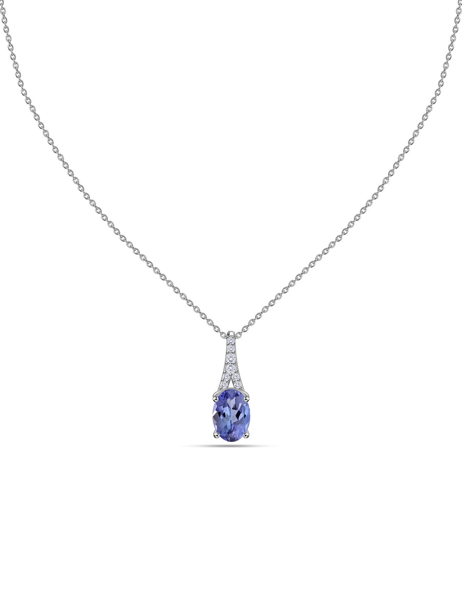 Tanzanite Oval Gold Pendant with Sparkling Diamonds