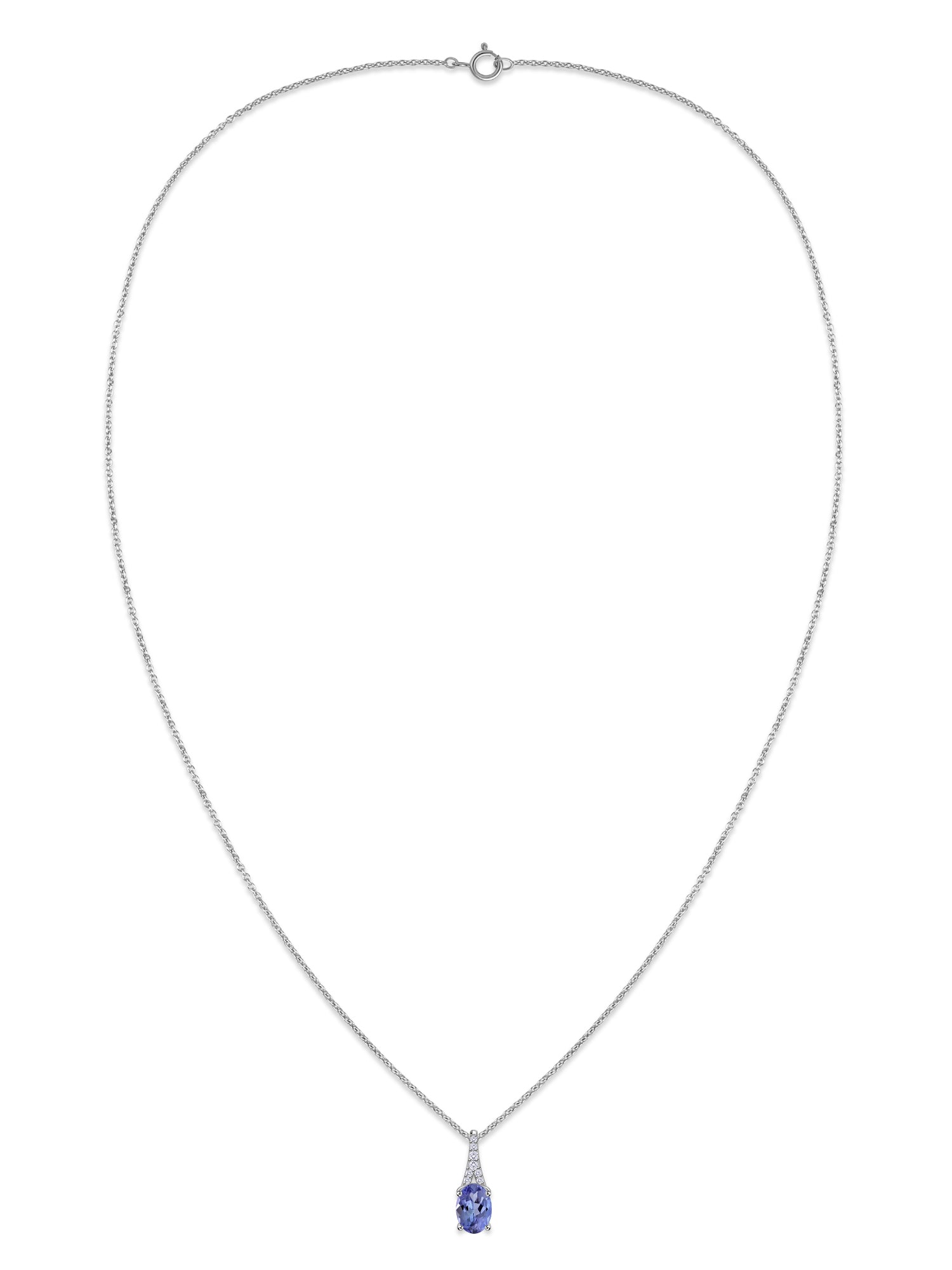 Tanzanite Oval Gold Pendant with Sparkling Diamonds