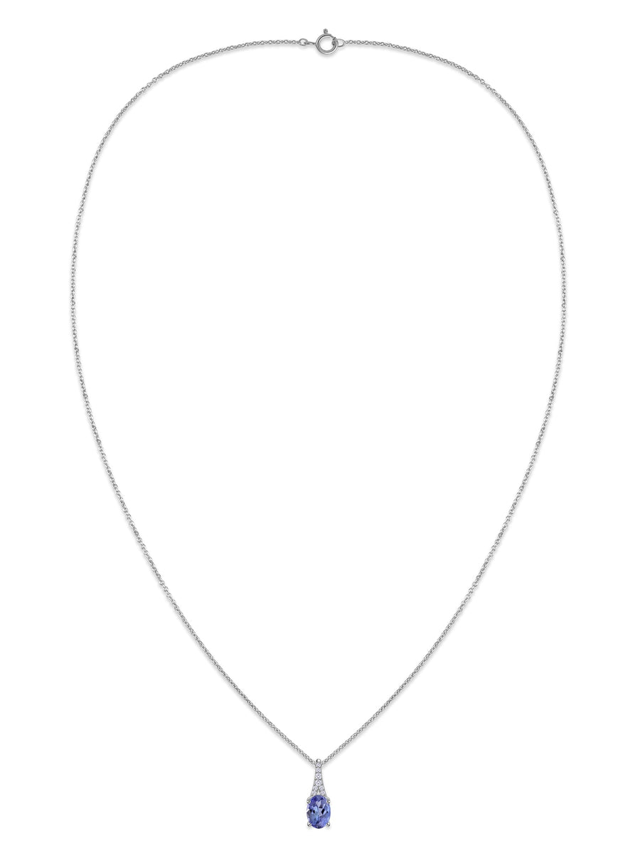 Tanzanite Oval Gold Pendant with Sparkling Diamonds