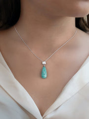 Natural Amazonite Healing Drop Pendant With Chain