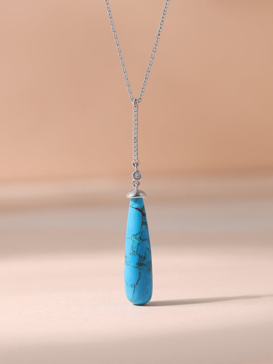 Natural Turquoise Healing Drop Pendant With Chain