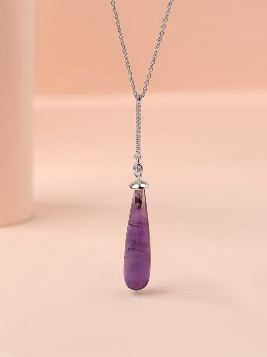 Natural Amethyst Healing Pendant With Chain