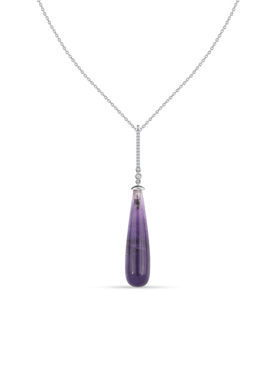 Natural Amethyst Healing Silver Pendant for Women