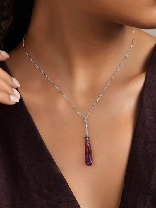 Natural Amethyst Healing Pendant With Chain