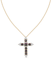 Radiant Faith Rainbow Topaz Silver Cross Pendant
