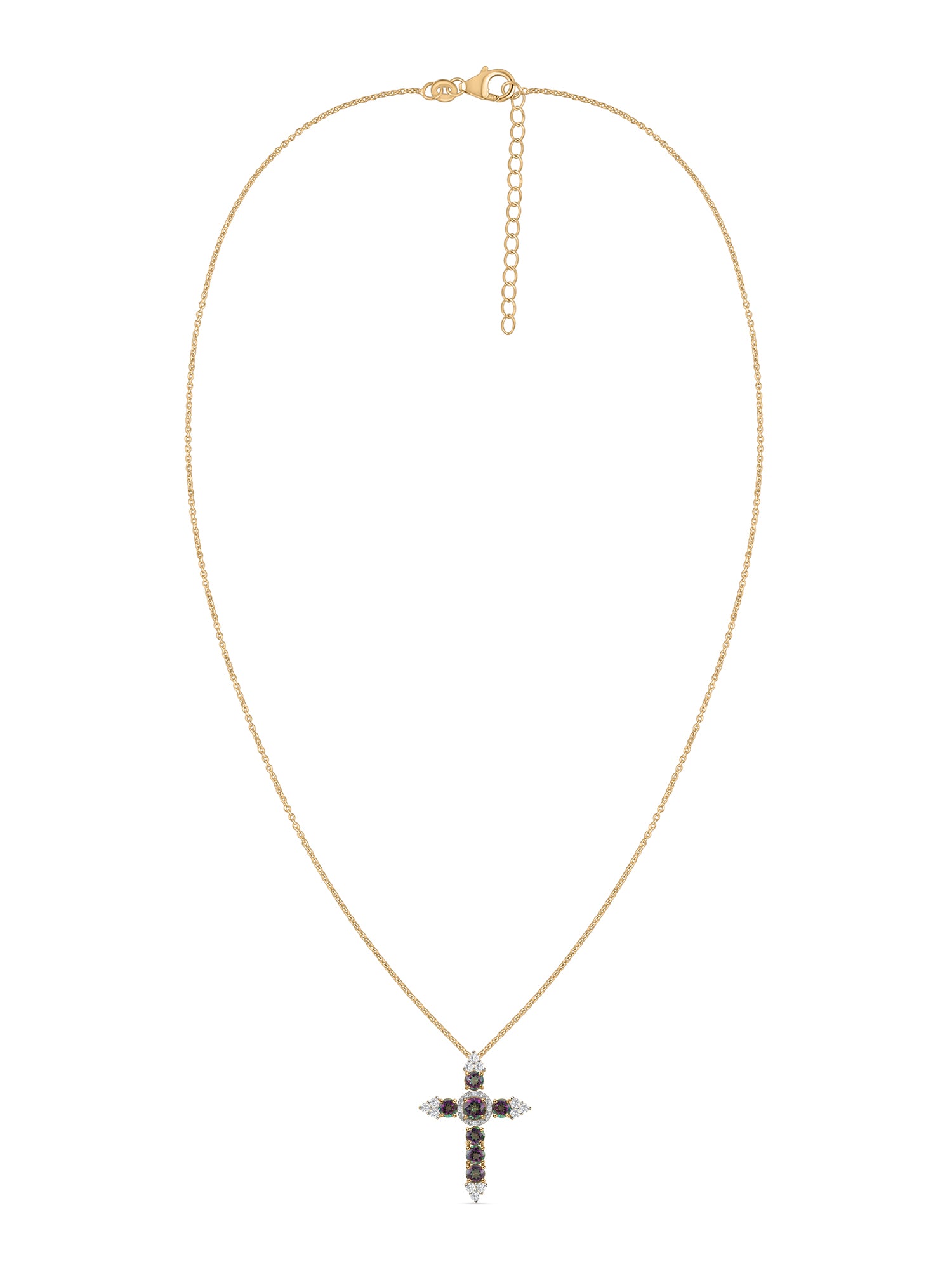 Radiant Faith Rainbow Topaz Silver Cross Pendant