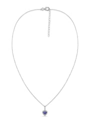 Tanzanite Halo Heart Silver Necklace