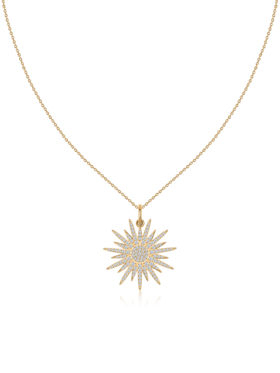 Celestial Blaze Lab Grown Diamond Gold Sunburst Pendant