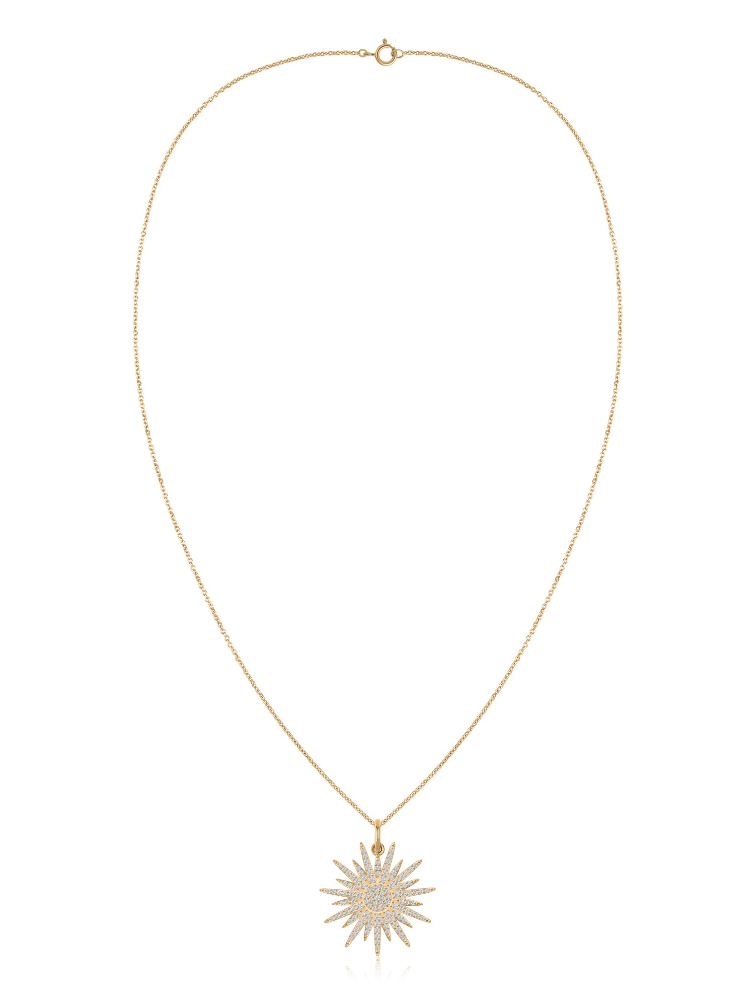 Celestial Blaze Lab Grown Diamond Gold Sunburst Pendant