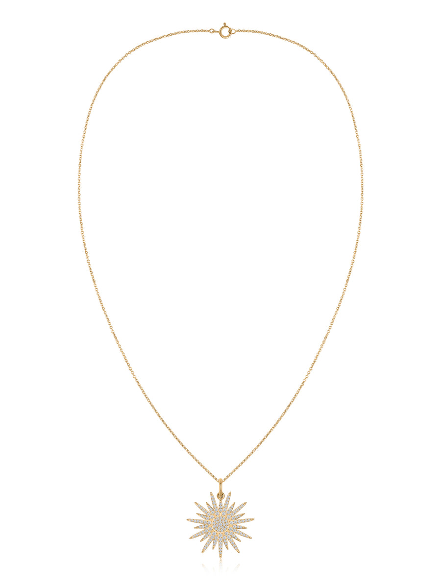 Celestial Blaze Lab Grown Diamond Gold Sunburst Pendant