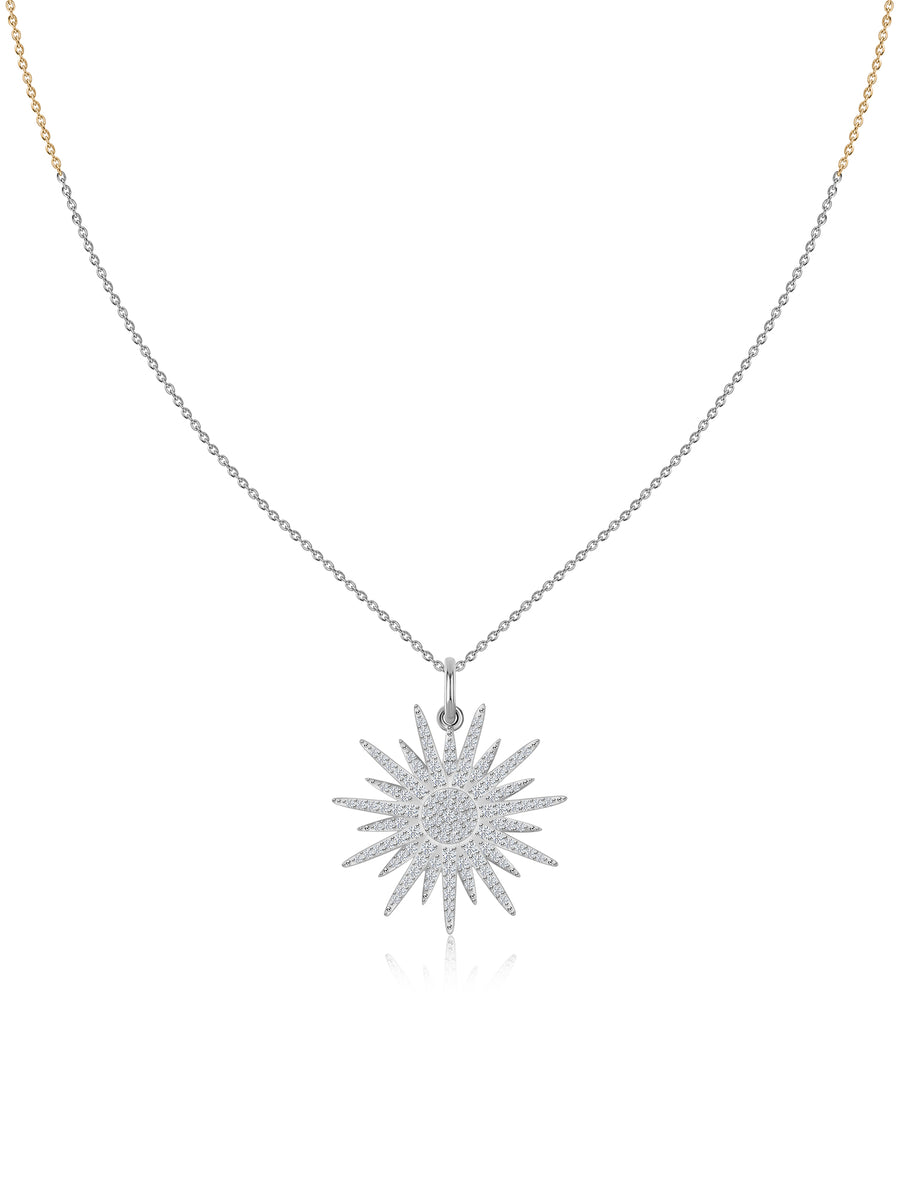Celestial Blaze Lab Grown Diamond Gold Sunburst Pendant