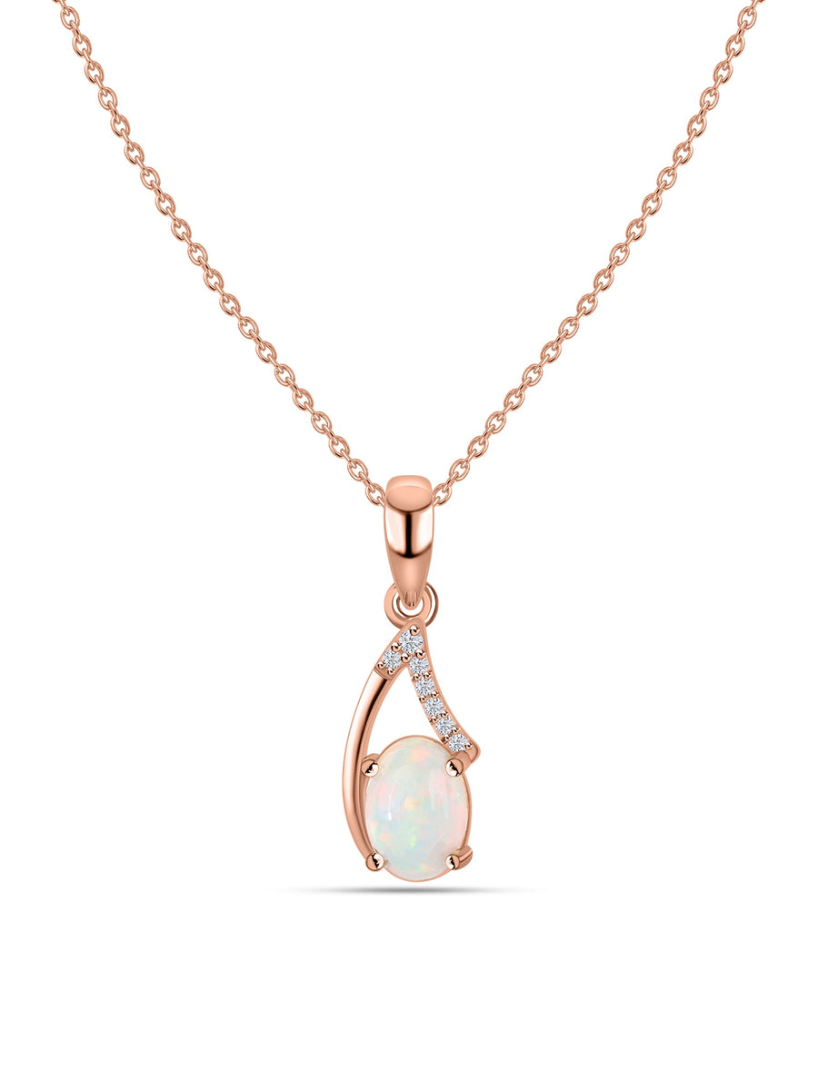 Ethiopian Opal Drop Gold Pendant with Chain