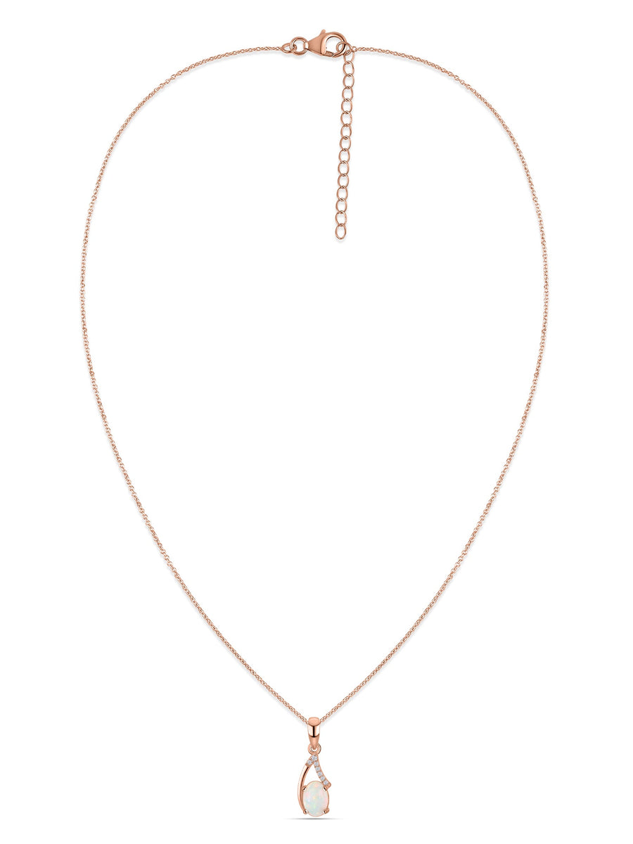 Ethiopian Opal Drop Gold Pendant with Chain