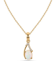 Ethiopian Opal Drop Gold Pendant with Chain