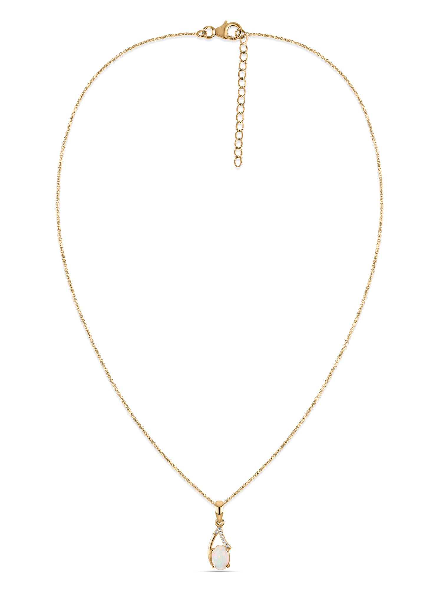 Ethiopian Opal Drop Gold Pendant with Chain