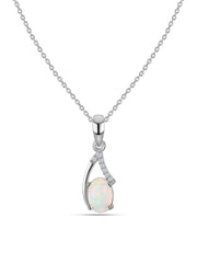 Ethiopian Opal Drop Gold Pendant with Chain