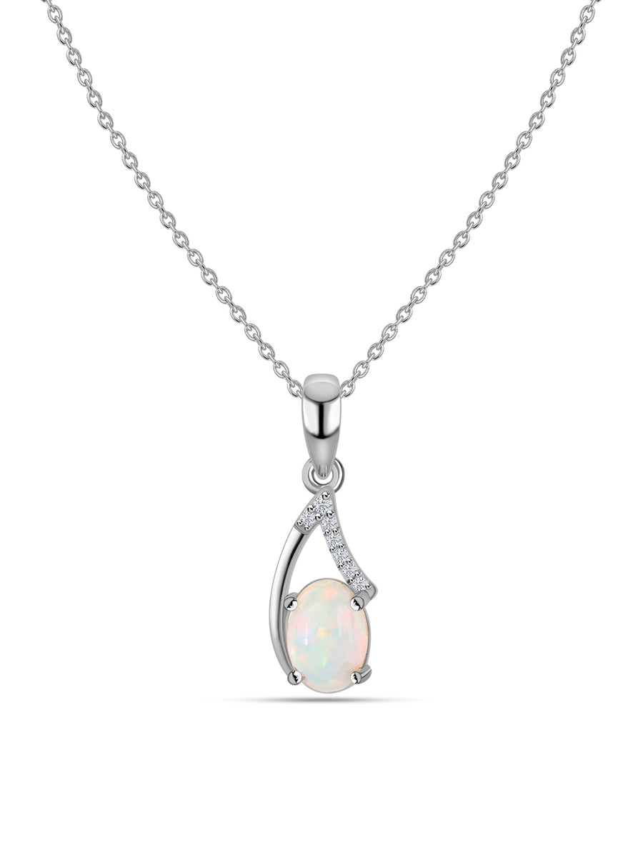 Ethiopian Opal Drop Gold Pendant with Chain