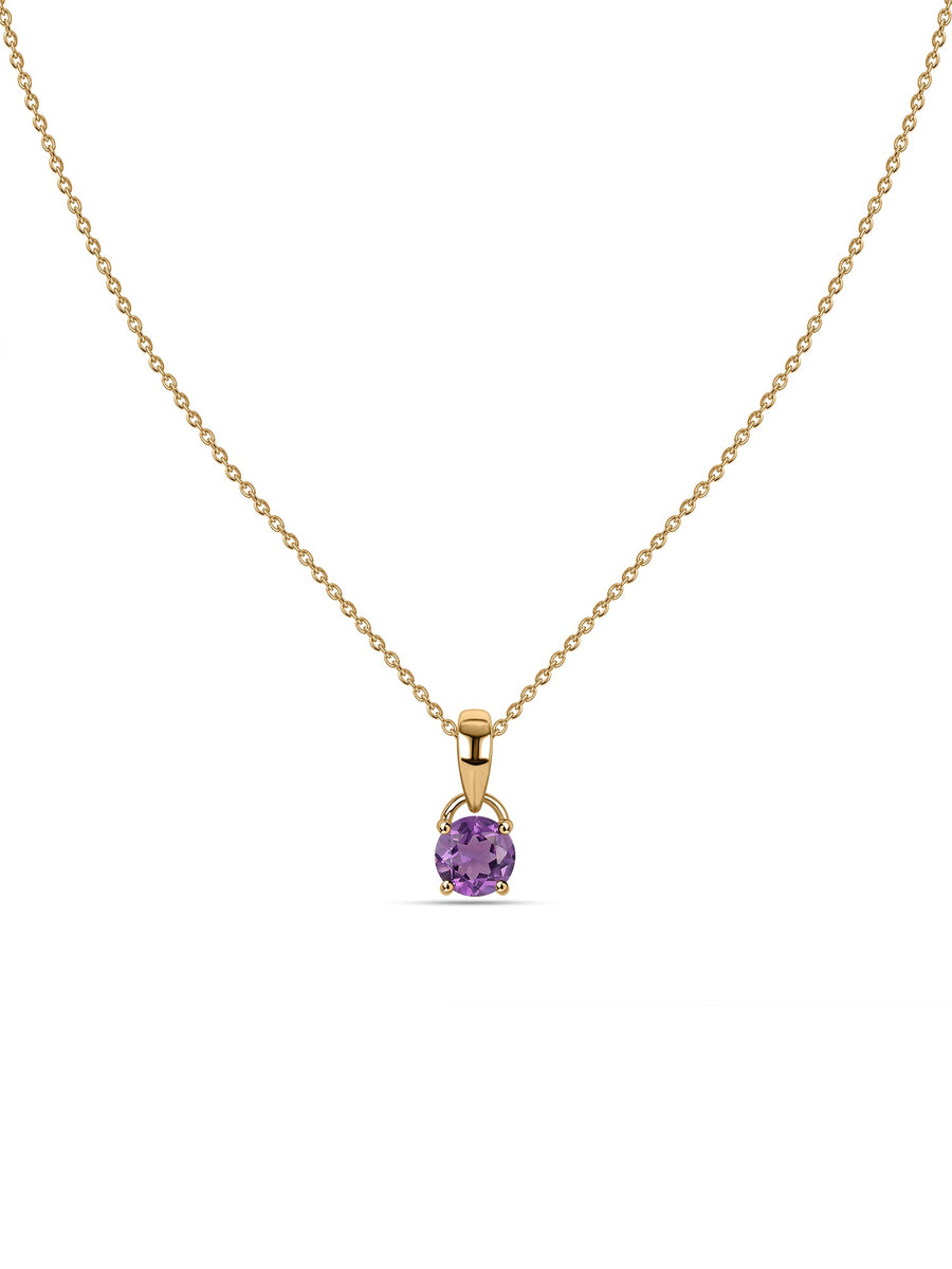 Classic Natural Amethyst Gold Pendant with chain