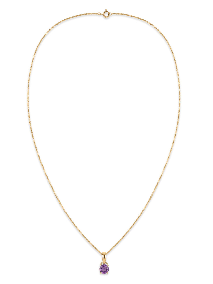 Classic Natural Amethyst Gold Pendant with chain