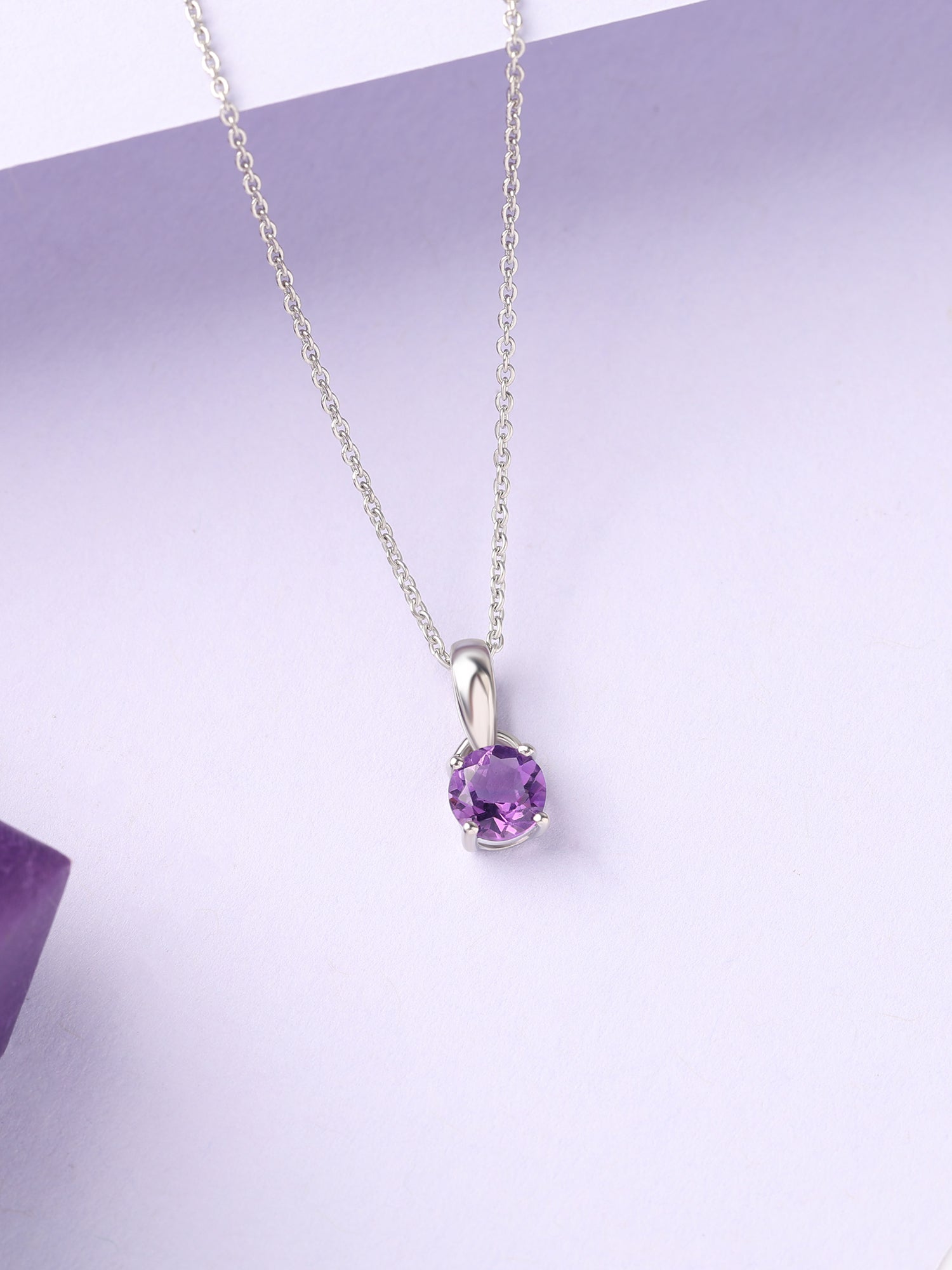 Mystic Charm Silver Amethyst Pendant Necklace