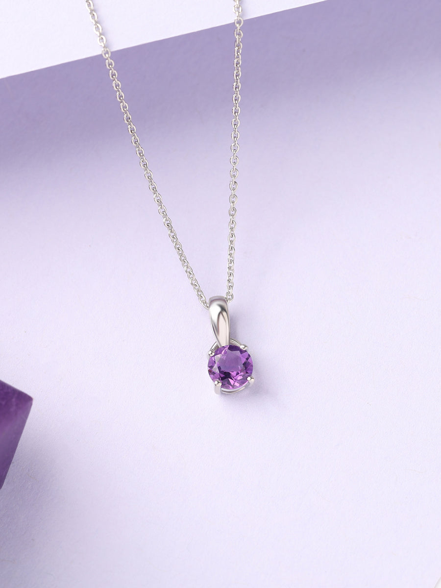 Mystic Charm Silver Amethyst Pendant Necklace