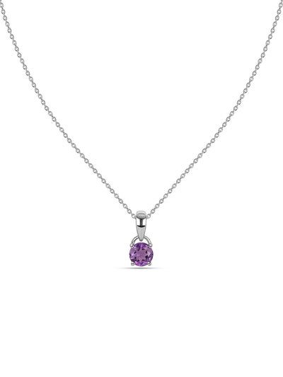 Mystic Charm Silver Natural Amethyst Pendant Necklace